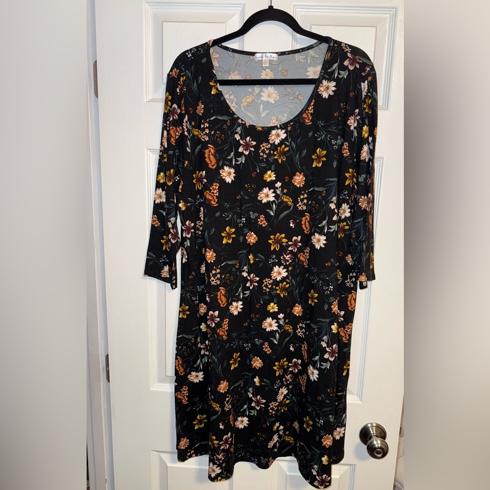 Floral Dark Blue Dress